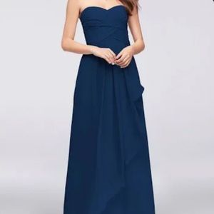 David’s Bridal STRAPLESS CRINKLE CHIFFON DRESS WITH CASCADE SKIRT